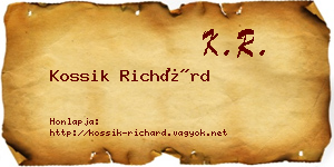 Kossik Richárd névjegykártya